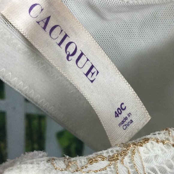 Cacique Bra White w/ Lace Overlay 40C - Picture 4 of 6